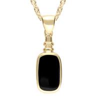 9ct Yellow Gold Whitby Jet Oblong Bottle Top Necklace