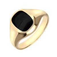 9ct Yellow Gold Whitby Jet Small Cushion Signet Ring