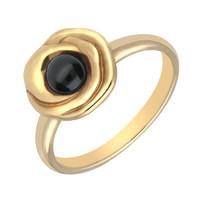 9ct Yellow Gold Whitby Jet Stone Rose Ring