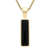 9ct Yellow Gold Whitby Jet Oblong Necklace