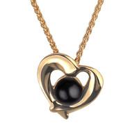 9ct Rose Gold Whitby Jet Abstract Heart Necklace