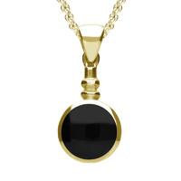 9ct Yellow Gold Whitby Jet Bottle Top Pendant Necklace