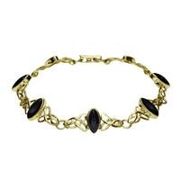 9ct Yellow Gold Whitby Jet Marquise Shaped Celtic Bracelet