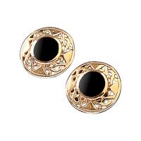 9ct Yellow Gold Whitby Jet Round Celtic Stud Earrings