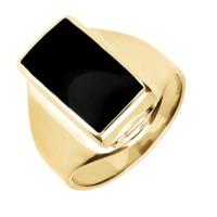 9ct Yellow Gold Whitby Jet Micro Oblong Ring