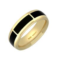 9ct Yellow Gold Whitby Jet 1mm Gap Channel 8mm Wedding Band Ring