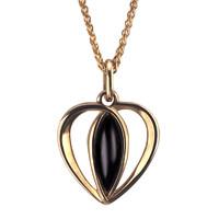 9ct Rose Gold Whitby Jet Centre Stone Heart Necklace