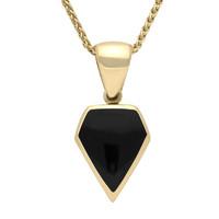 9ct Yellow Gold Whitby Jet Kite Shaped Necklace