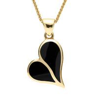 9ct Yellow Gold Whitby Jet Split Heart Necklace