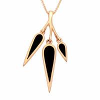 9ct Rose Gold Whitby Jet Toscana Three Drop Graduated Necklace