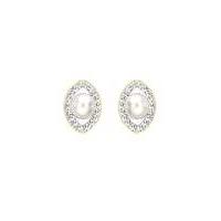 9ct gold pearl elliptic studs