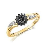 9ct Gold Black Diamond Cluster Ring