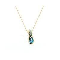 9ct yellow gold blue topaz pendant