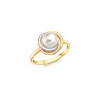 9Ct 3 Colour Gold And Pearl Ring