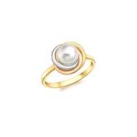 9ct 3 colour gold and pearl ring