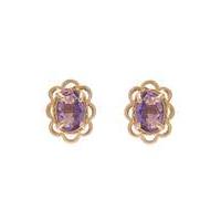 9ct yellow gold amethyst earrings