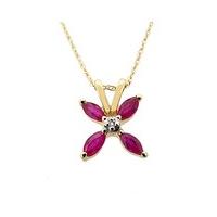 9ct gold ruby flower pendant