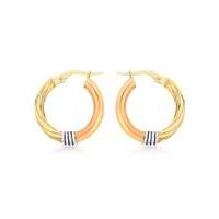 9Ct 3 Colour Gold Twist Earrings