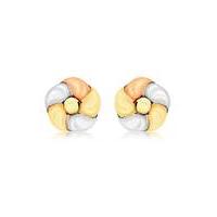 9Ct 3 Colour Gold Flower Knot Earrings