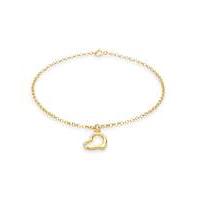 9ct gold round belcher heart bracelet