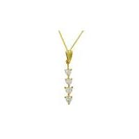 9Ct Gold Four Heart Drop Necklace