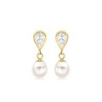 9Ct Gold Tear Pearl Drop Earrings