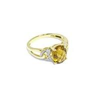 9CT Yellow Gold Diamond Quartz Ring