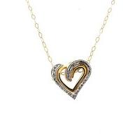 9ct Diamond Set Double Heart Pendant