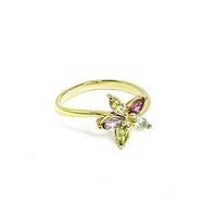 9ct Yellow Gold Multi Stone Flower Ring