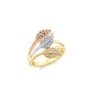 9Ct Gold Leaf Shaped Diamond Ring