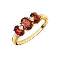 9ct Gold Diamond and Red Garnet Ring