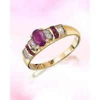 9ct Gold Ruby & Diamond-Set Ring