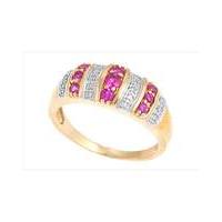 9ct Yellow Gold Diamond and Ruby Ring