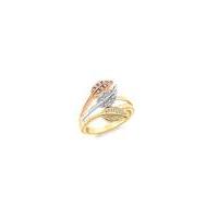 9ct gold leaf shaped diamond ring