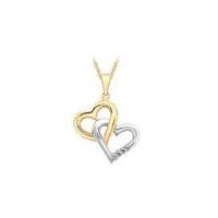 9Ct Gold 2 Colour Heart Diamond Necklace