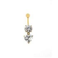 9ct yellow gold crystal drop navel bar