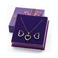 9ct gold heart pendant earrings set