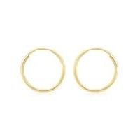 9ct gold 18mm plain hoop earring