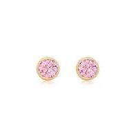 9Ct Gold Pink Round Stud Earring