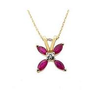 9ct Gold Ruby Flower Pendant