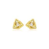 9ct gold tripple square stud earring