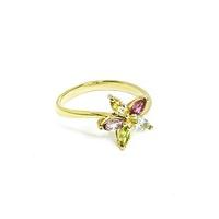 9ct yellow gold multi stone flower ring