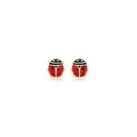 9Ct Gold Enamel Ladybird Stud Earring