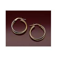 9Ct Gold 2 Tone Tube Crossover Earrings