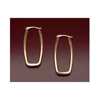 9Ct Gold Long Rectangle Creole Earrings