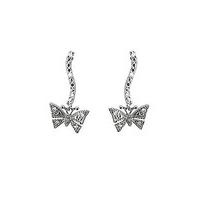 9ct Gold Diamond Butterfly Drop Earrings