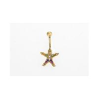 9ct Yellow Gold Crystal Clown Navel Bar