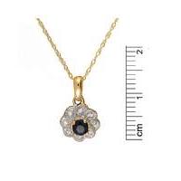 9ct Yellow Gold Sapphire & Dia Pendant