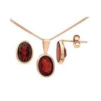 9ct Gold 3Ct Garnet Ear/Pen Set