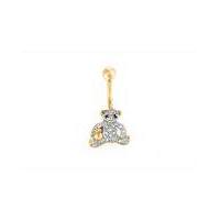 9ct Yellow Gold Crystal Teddy Navel Bar